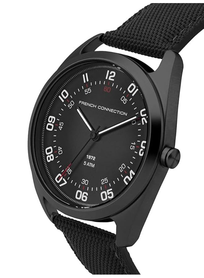 French Connection Men's Black Dial Black Nylon Strap Analog Watch 41mm - Image 2