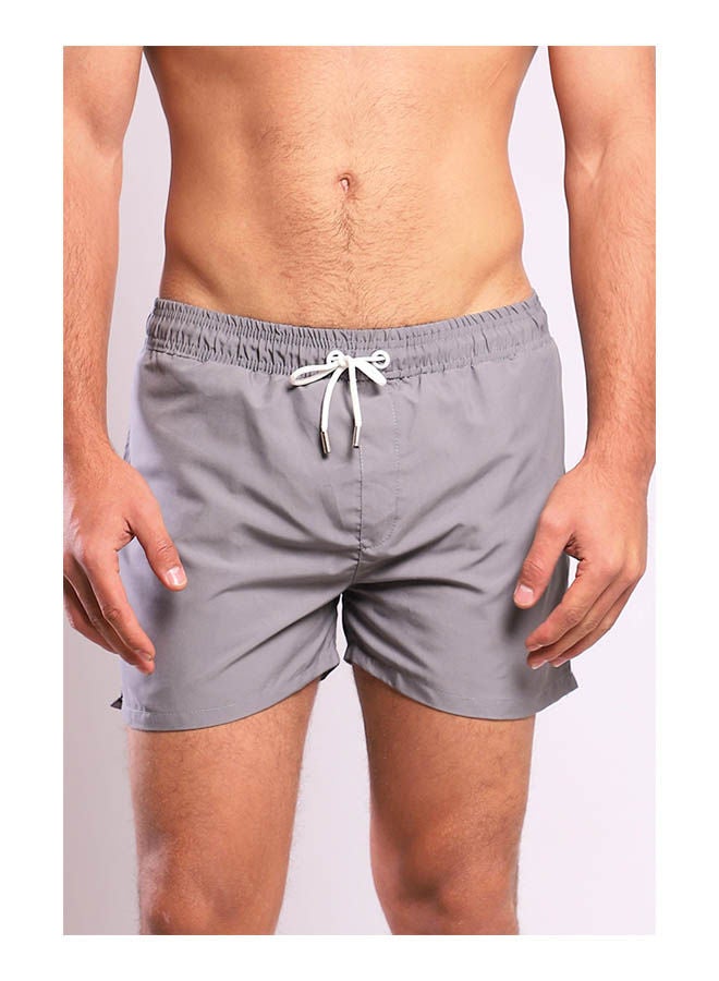 WHITE RABBIT Plain Basic Mid-Rise Swim Shorts  - Image 1
