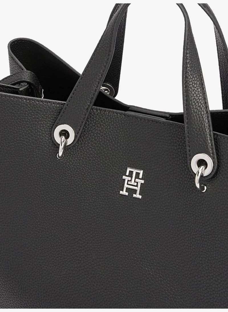 TOMMY HILFIGER black TH Emblem Satchel for Women | Best Price UAE