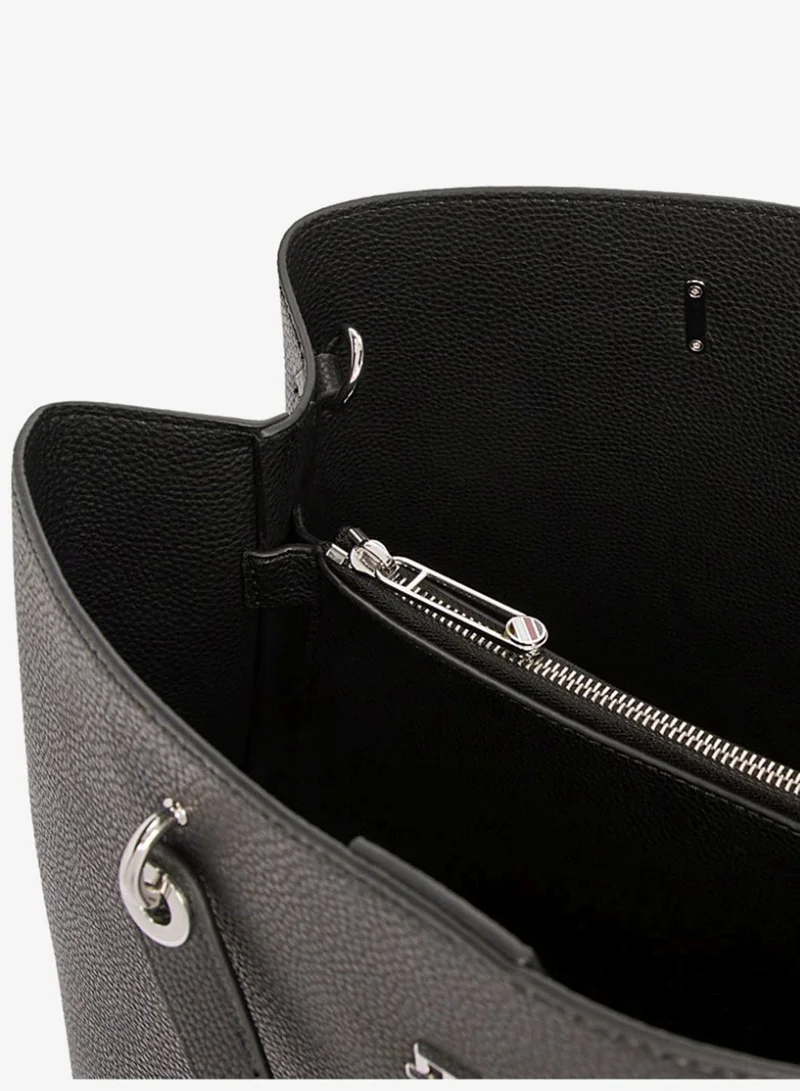TOMMY HILFIGER black TH Emblem Satchel for Women | Best Price UAE