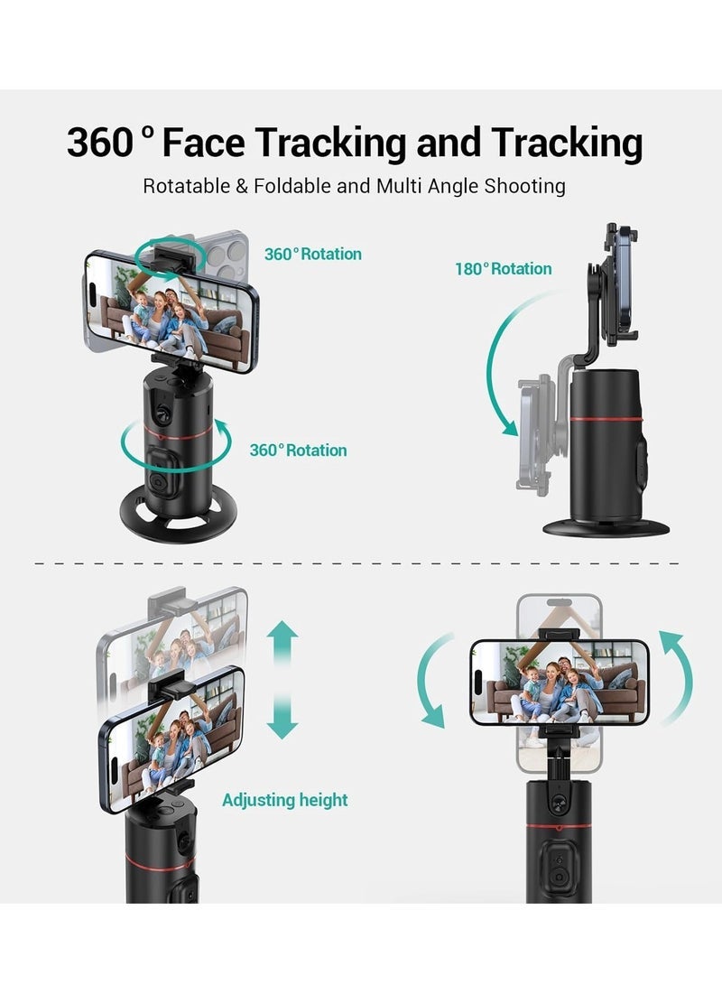 "360° Rotating Auto Face Tracking Phone Holder Tripod with Remote Control & Gesture Recognition – Smart Motion Tracking Stand for Vlogging, Live Streaming, Video Calls, and Content Creation" - Image 3