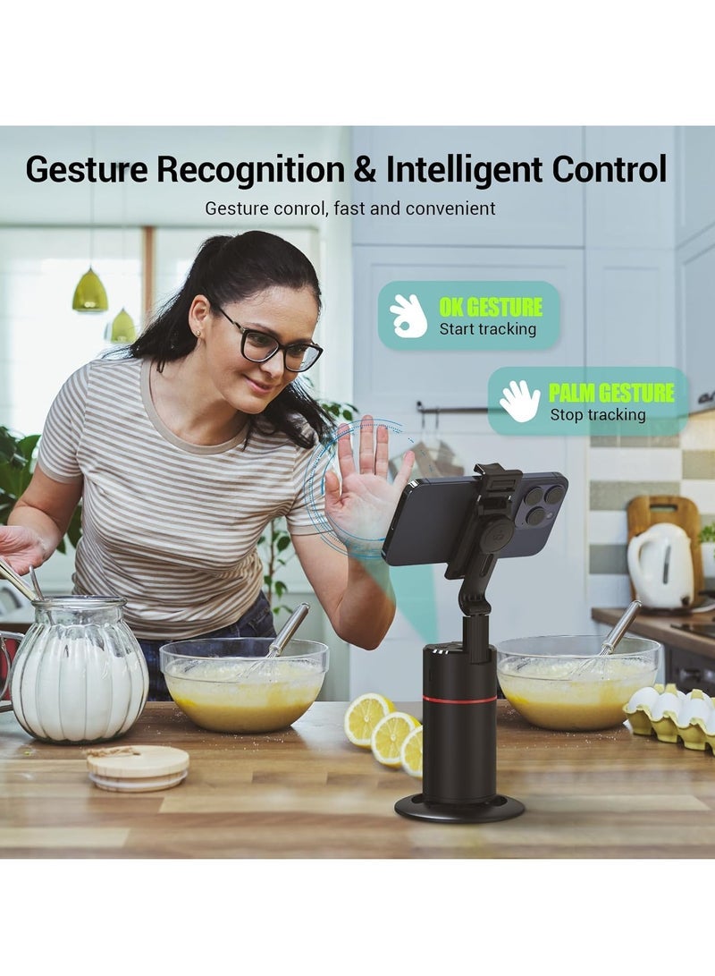 "360° Rotating Auto Face Tracking Phone Holder Tripod with Remote Control & Gesture Recognition – Smart Motion Tracking Stand for Vlogging, Live Streaming, Video Calls, and Content Creation" - Image 5