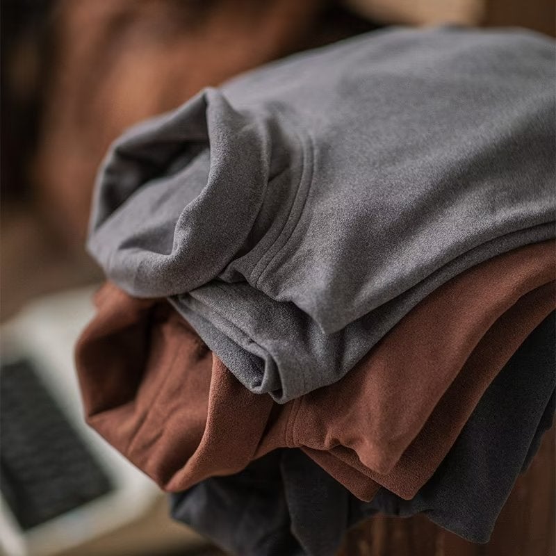 Half Turtleneck Velvet Bottoming T-Shirt Long Sleeve Men'S Long Sleeve Warm Brushed Inner Wear Slim Warm Top - Image 3
