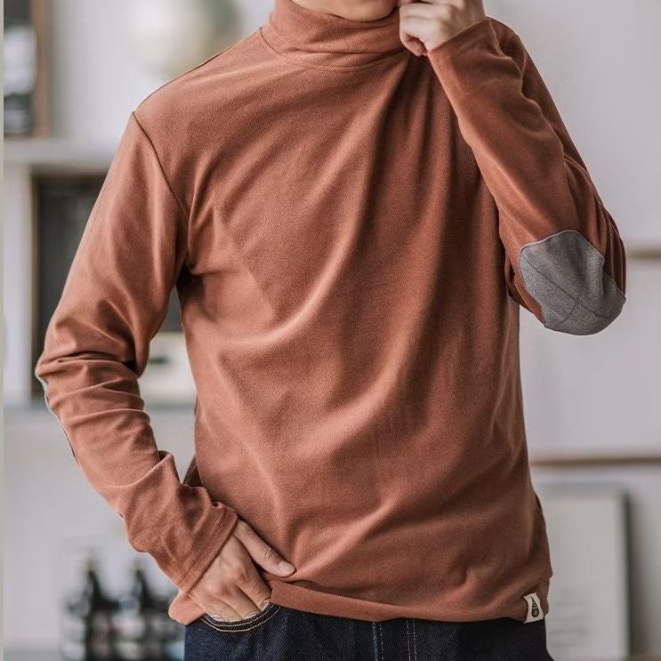 Half Turtleneck Velvet Bottoming T-Shirt Long Sleeve Men'S Long Sleeve Warm Brushed Inner Wear Slim Warm Top - Image 5