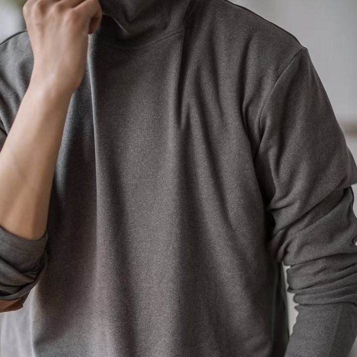 Half Turtleneck Velvet Bottoming T-Shirt Long Sleeve Men'S Long Sleeve Warm Brushed Inner Wear Slim Warm Top - Image 4