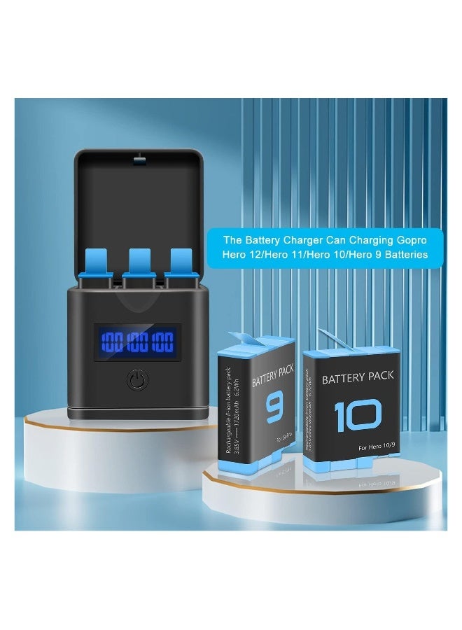 Battery Charger Compatible for GoPro Hero 12, Hero 11, Hero 10, Hero 9 Black, 3-Channel Battery Charger Station for Gopro Hero 12/11/10/9 - Image 3