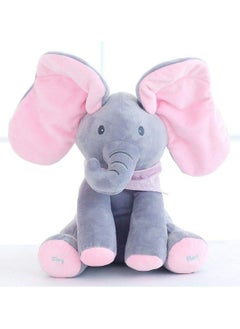 CMGTYYD Elephant Stuffed Animals - Peekaboo and Singing, Baby Animated Flappy Elephant Stuffed Animal Baby Toy Plush for Babies, Toddlers and Children, Pink, 30cm  - Image 5