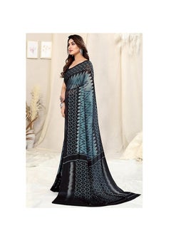 Accessorize Kingdom Women's Chiffon Chevron Zig Zag Printed Saree with Blouse Piece  - Image 3