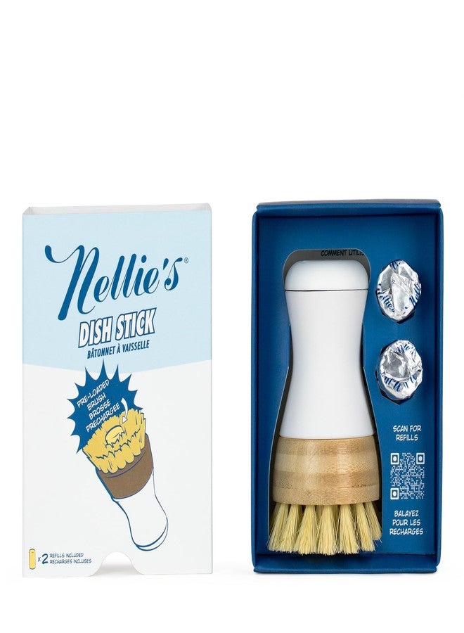 Nellie's Dish Stick + 2 Refills - Dish Soap Dispenser & Scrubber in One - Includes Refillable Soap - Built-In Brush - Twist-Up Design - Reusable, Planet-Conscious, Mess-Free Cleaning (Made in Canada) - Image 1