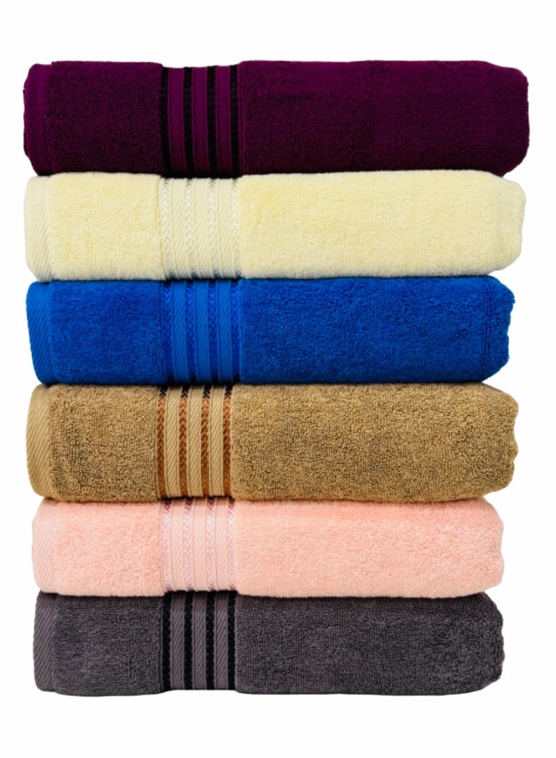 Hayat FLORAC - 6 Piece Bath Sheets 80 x 160 cm Super Soft 100% Cotton Fast Absorbent & Quick Dry Towels 550-GSM -Assorted Colours - Image 2
