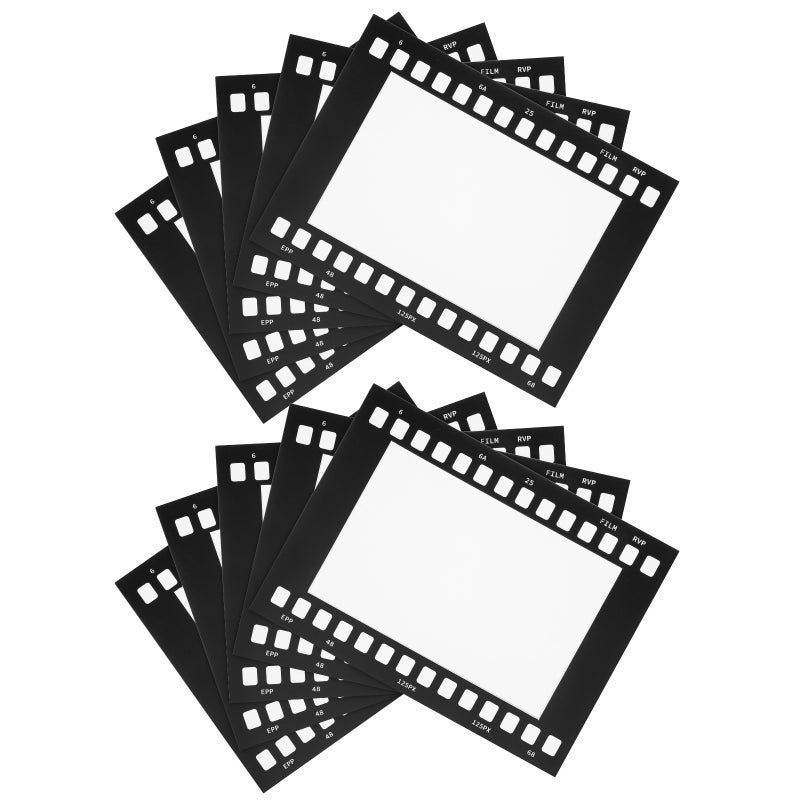 إطار صور من 10 قطع من شريط الفيلم: إطارات صور ورقية على شكل شريط فيلم عتيق لتزيين الحائط - حامل صور مجمعة مقاس 6 بوصات على الطراز القديم لعرض الصور والفنون - Image 1