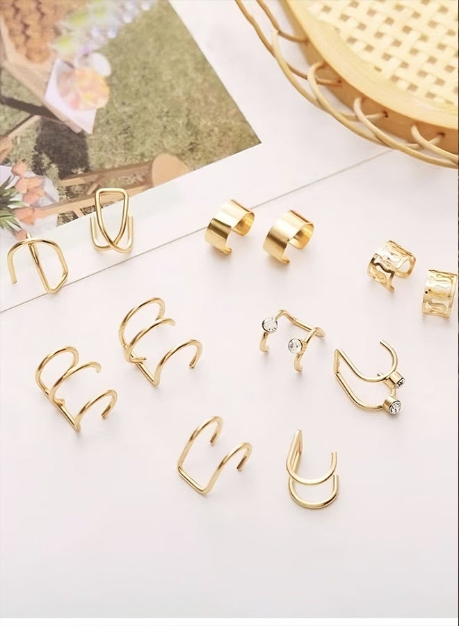Happy D Ear Stud Earrings Fake Earring Non Piercing Cartilage Clip Set of 12 - Image 3