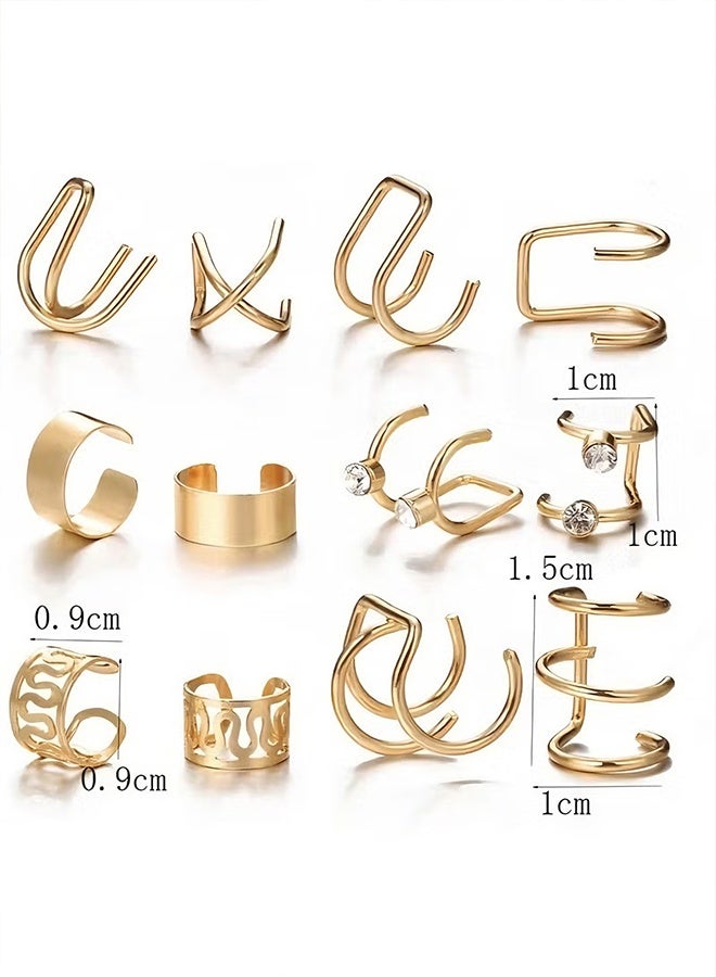 Happy D Ear Stud Earrings Fake Earring Non Piercing Cartilage Clip Set of 12 - Image 2