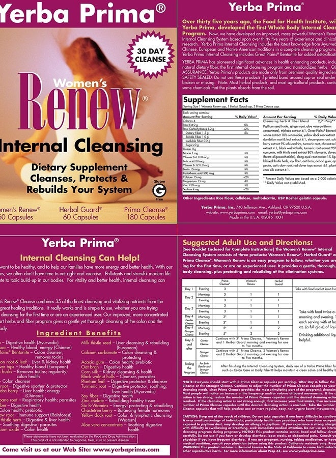 Women's Renew Internal Cleansing System - 30 Day Cleanse and Detox Kit - Female Detoxifying Herbal Support Supplements