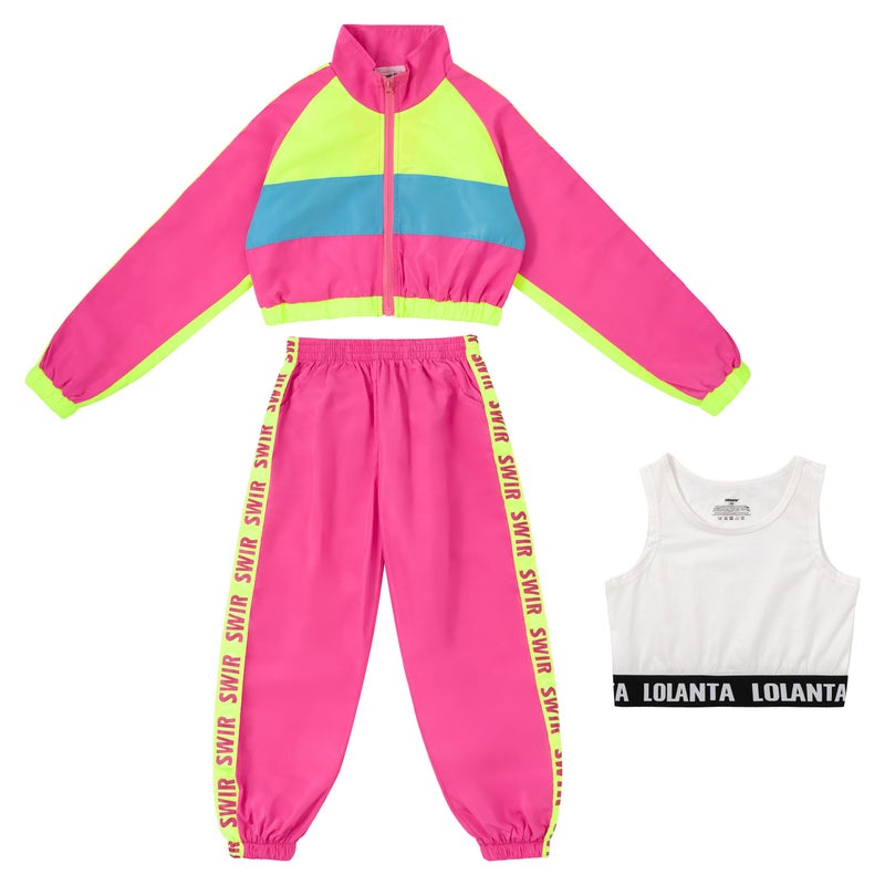 LOLANTA Girls Dance Clothing Set, Hip Hop Modern Jazz Team Performance Costume, Girls Dance Wear Sets (7-8, Hot pink) - Image 5