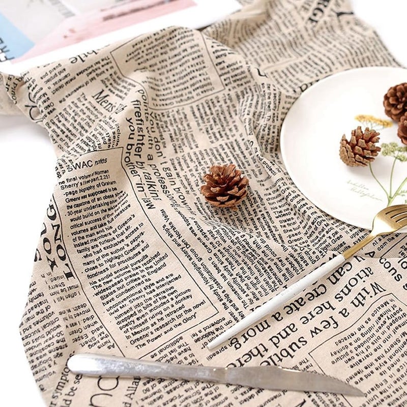 Vintage English Newspaper Print Cotton Linen Tablecloth Napkin for Dining Decoration - Image 3