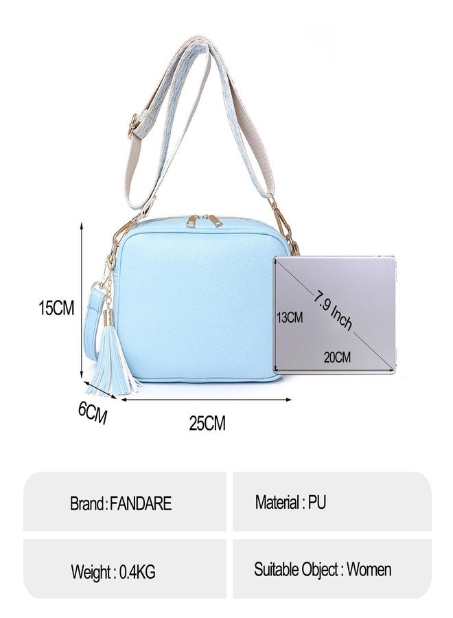 FANDARE Crossbody Bags for Women Ultra-light Shoulder Bag Ladies PU Leather Bucket Bag Handbag Hobos Bags Satchels for Outdoors Workout Travel Shopping Messenger Bag with Two Shoulder Strap Sky Blue - Image 4