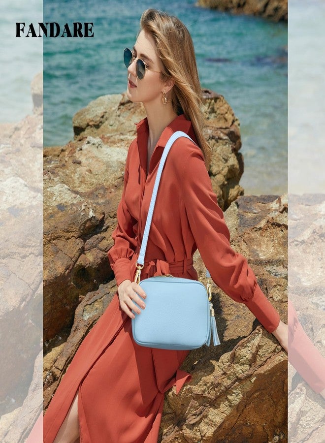 FANDARE Crossbody Bags for Women Ultra-light Shoulder Bag Ladies PU Leather Bucket Bag Handbag Hobos Bags Satchels for Outdoors Workout Travel Shopping Messenger Bag with Two Shoulder Strap Sky Blue - Image 2