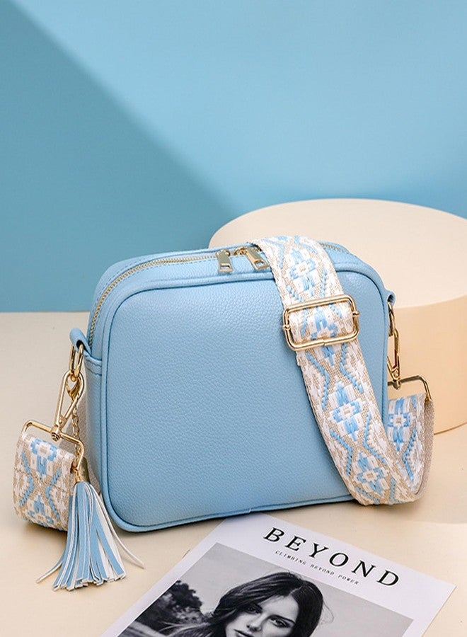 FANDARE Crossbody Bags for Women Ultra-light Shoulder Bag Ladies PU Leather Bucket Bag Handbag Hobos Bags Satchels for Outdoors Workout Travel Shopping Messenger Bag with Two Shoulder Strap Sky Blue - Image 3