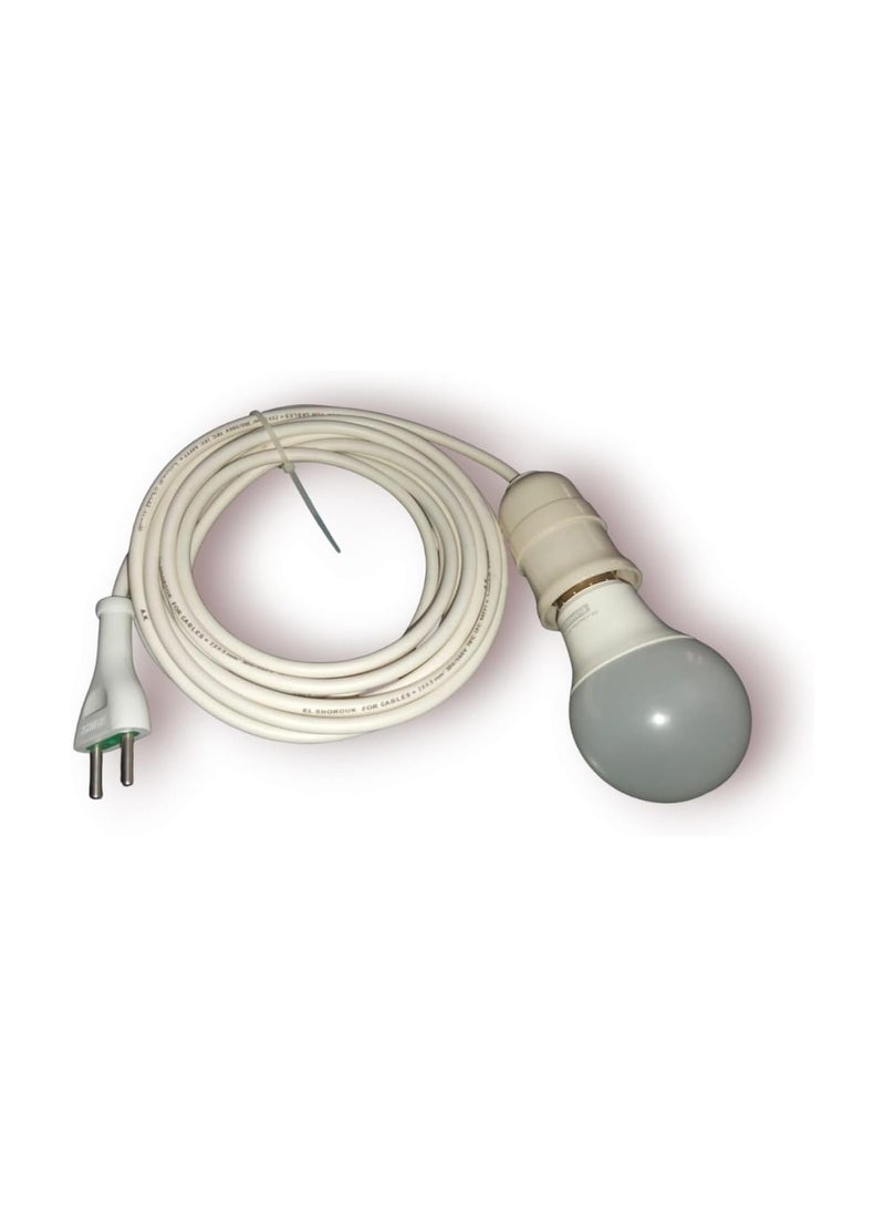 Electrical extension cord with plug and socket - High-quality copper wire - High-efficiency electrical plug and socket (10 meters with 9-watt yellow LED bulb) - Image 2