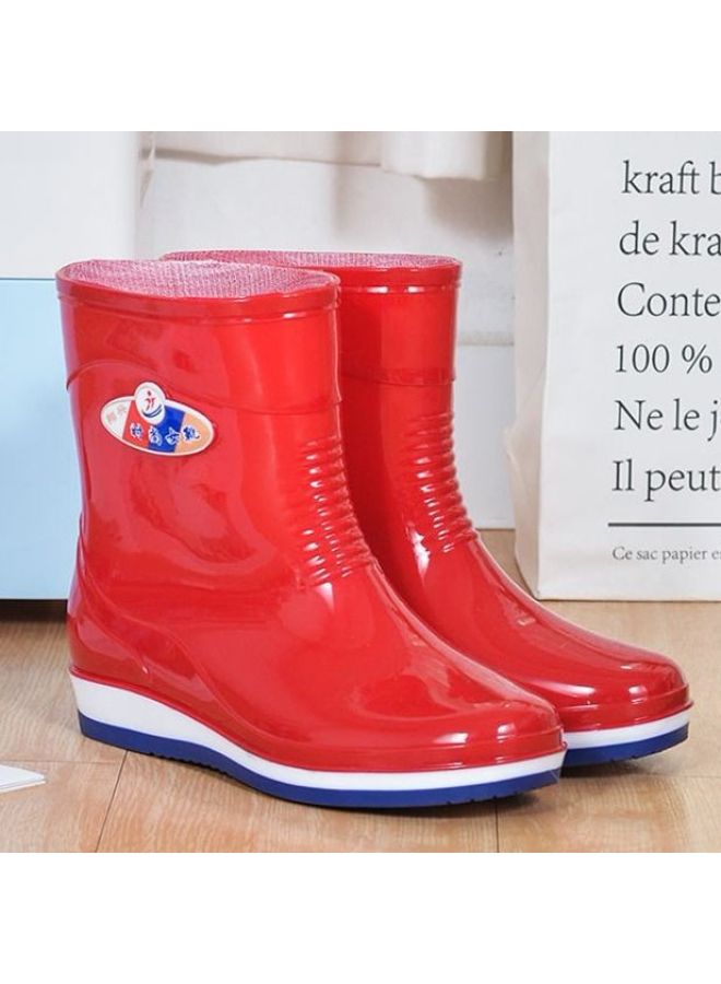 Rain Boots Women's Fashionable Short Water Shoes Mid-calf Rain Boots Fleece-lined Warm Rain Boots Non-slip Waterproof Rubber Shoes Adult Overshoes