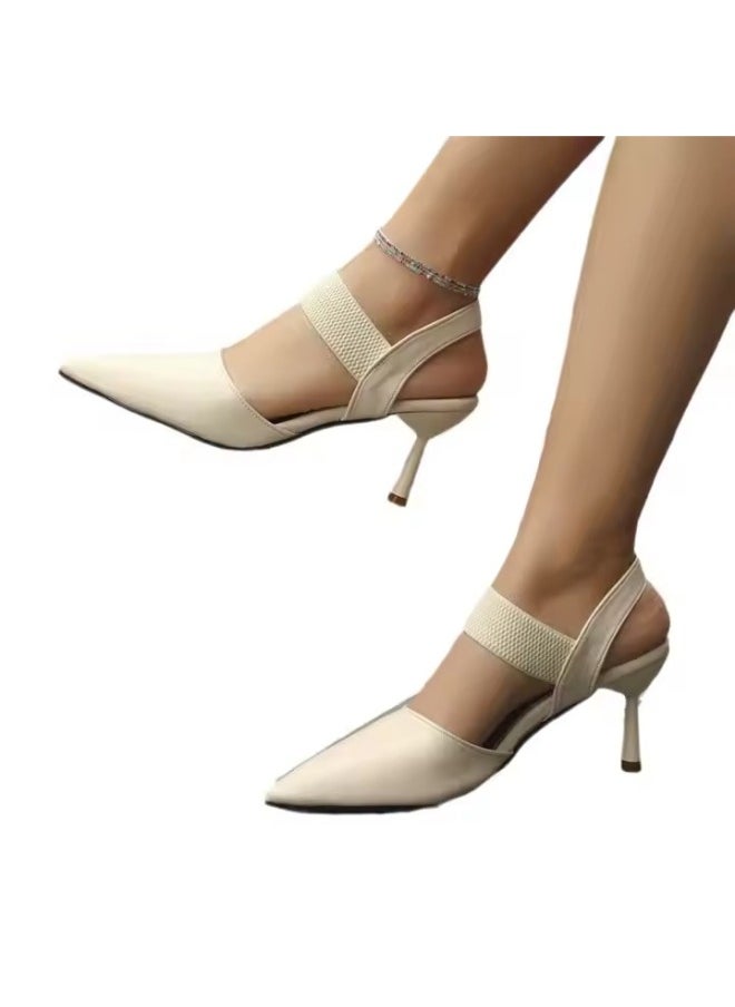 Rup Art Women’s Stiletto Heel Bridal Sandals – Slingback Wedding Pumps with Ankle Strap & PU Insole – Summer & Winter Party Heels  - Image 1