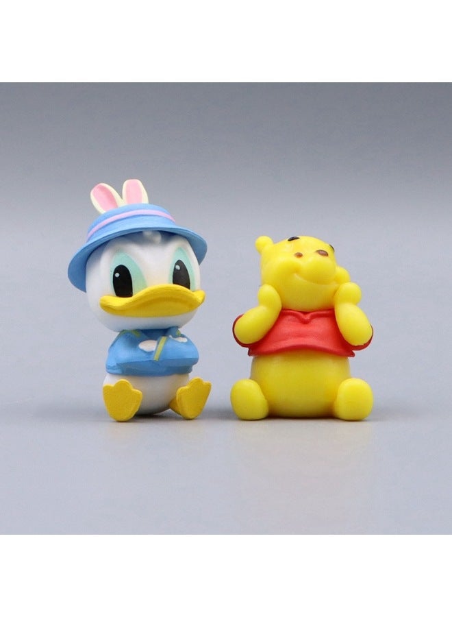 Cute Rabbit Ears Stetney Donald Duck Winnie The Pooh Bear Doll DIY Hand-made Car Desktop Scene Decoration-Color:Rabbit Ears Donald Duck  - Image 4