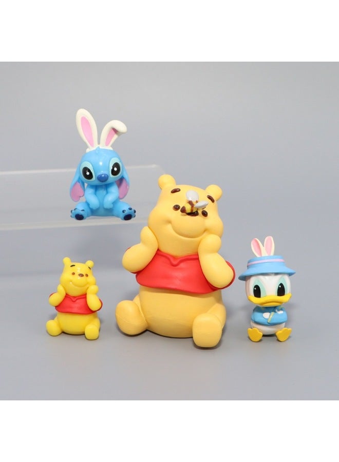 Cute Rabbit Ears Stetney Donald Duck Winnie The Pooh Bear Doll DIY Hand-made Car Desktop Scene Decoration-Color:Rabbit Ears Donald Duck  - Image 2
