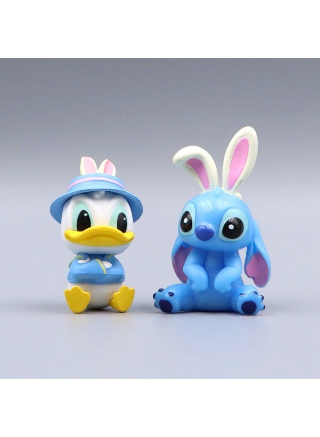 Cute Rabbit Ears Stetney Donald Duck Winnie The Pooh Bear Doll DIY Hand-made Car Desktop Scene Decoration-Color:Rabbit Ears Donald Duck  - Image 3