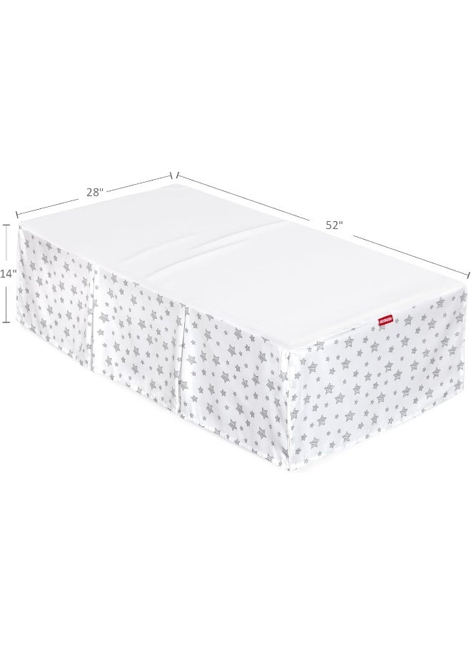 Moonsea Moonsea Crib Skirt Boy Girl Pleated Dust Ruffle Machine Washable, 14" Drop, Toddler Crib Bed Skirt White with Grey Star, Microfiber Nursery Standard Crib Bedding Skirt  - Image 5
