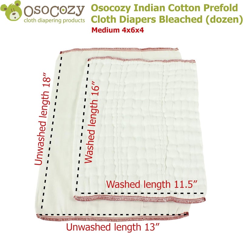 OsoCozy Prefold Cloth Diapers (1 Doz) - Soft, Absorbent, Durable - 100% Cotton - Image 3