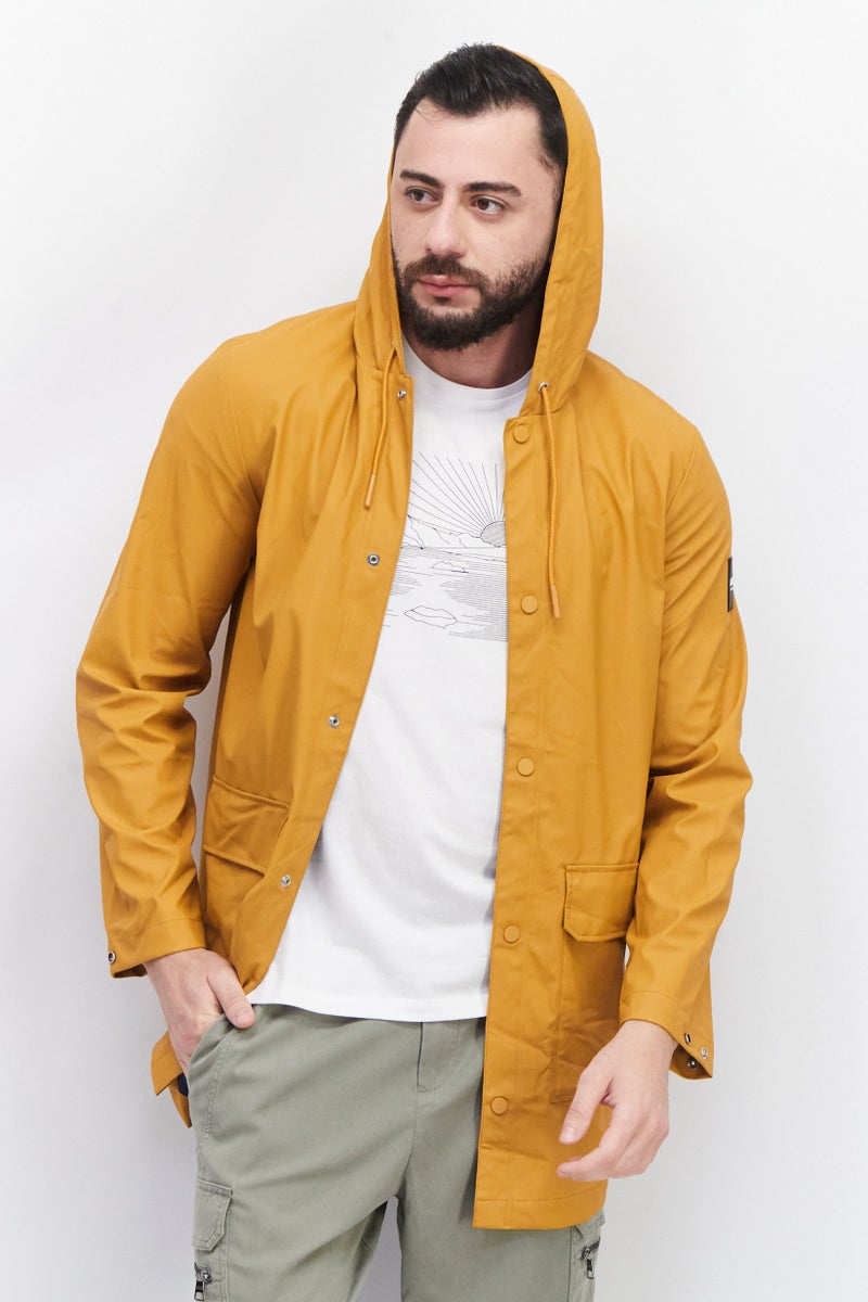 Aigle جاكيت واقي من الرياح بأكمام طويلة وغطاء رأس للرجال، بني - Image 1