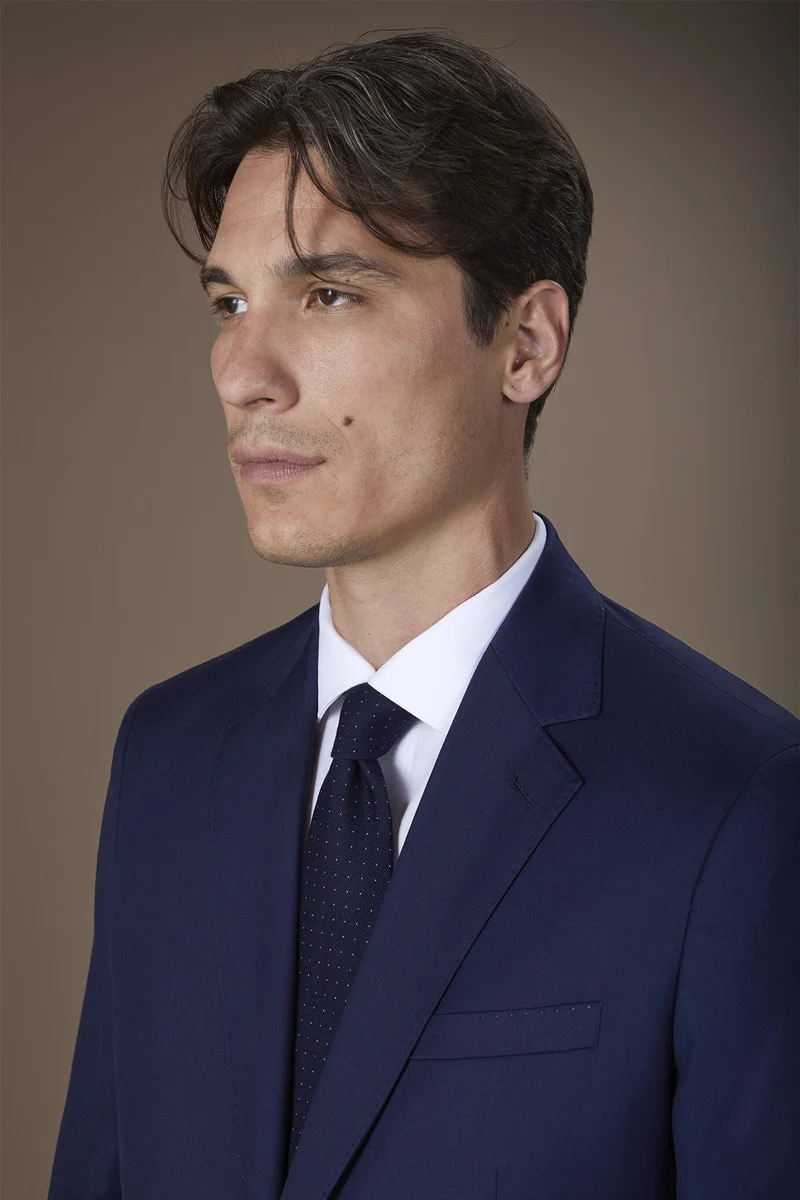 دوبل غانغر Men's micro polka dot tie in a bamboo blend - Blue/Sky