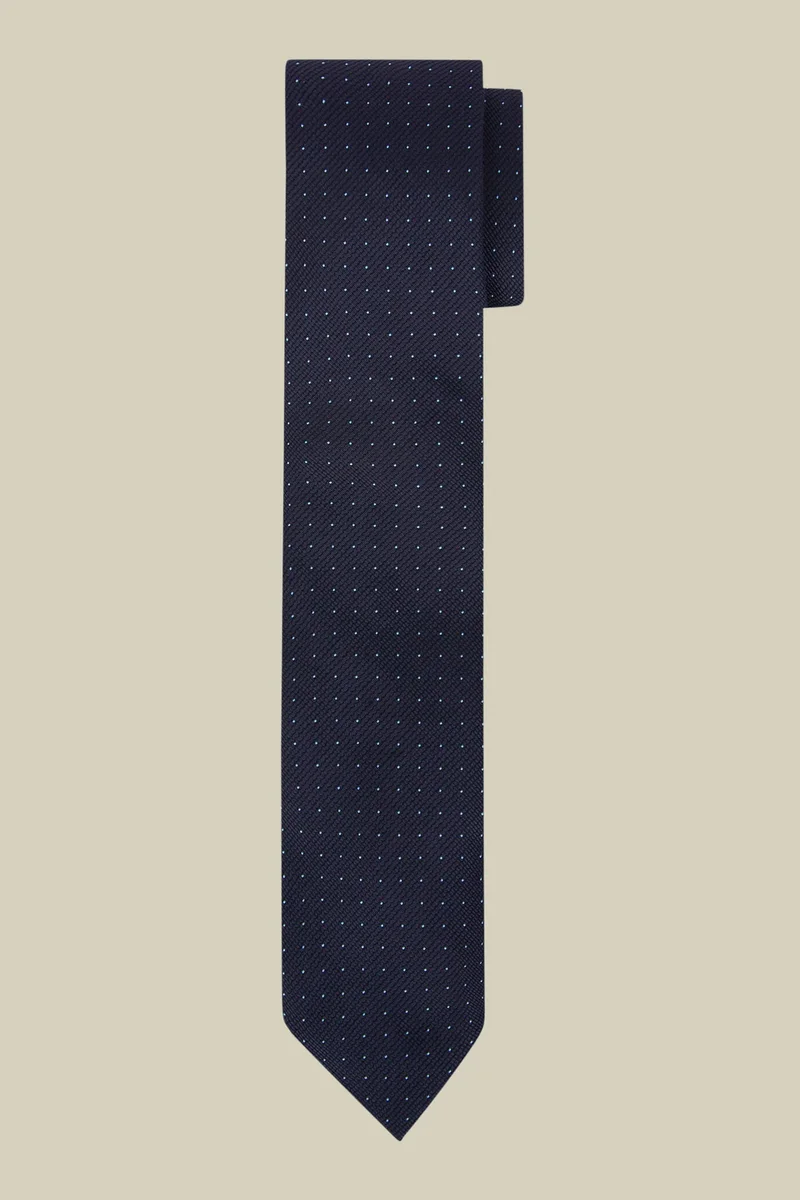 دوبل غانغر Men's micro polka dot tie in a bamboo blend - Blue/Sky