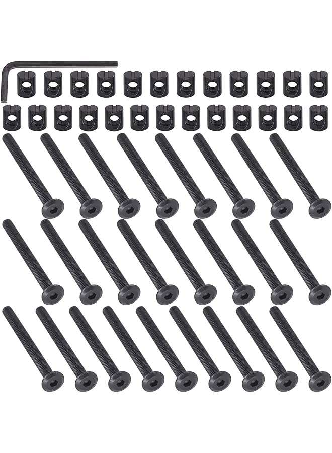 Generic M6 x 65mm 50PCS Black Zinc Plated Hex Socket Cap Bolts Crib Bolts and Barrel Nuts Cross Dowel Replacement for Crib Cots Beds Chair Table Desk Furniture  - Image 1