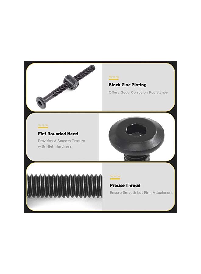 Generic M6 x 65mm 50PCS Black Zinc Plated Hex Socket Cap Bolts Crib Bolts and Barrel Nuts Cross Dowel Replacement for Crib Cots Beds Chair Table Desk Furniture  - Image 4