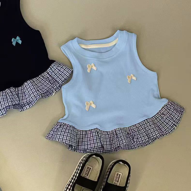Baby Girls Summer Sleeveless Bow Cotton Camis Top - Image 3