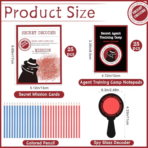ReliThick 25 Sets Detective Party Favors Spy Secret Kit Escape Room Birthday Party Decoder with Agent Training Camp Notepads Cards Pens Treat Bags Stuffers Piata Filler Classroom Prizes - Image 5