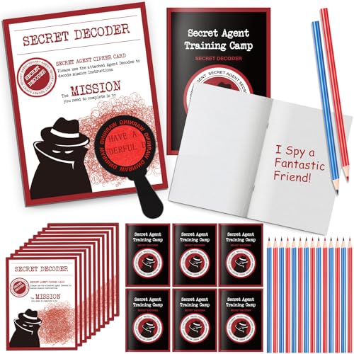 ReliThick 25 Sets Detective Party Favors Spy Secret Kit Escape Room Birthday Party Decoder with Agent Training Camp Notepads Cards Pens Treat Bags Stuffers Piata Filler Classroom Prizes - Image 1