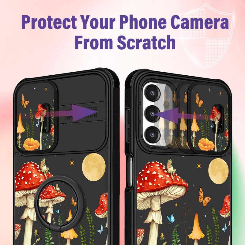 Funermei for Samsung Galaxy A16/A17 5G Phone Case - Women Girls Cute Phone Cover Girly Pretty Aesthetic Mushroom Unique Design with Camera Cover Ring Stand Funda for Galaxy A16/A17 5G Case - Image 4