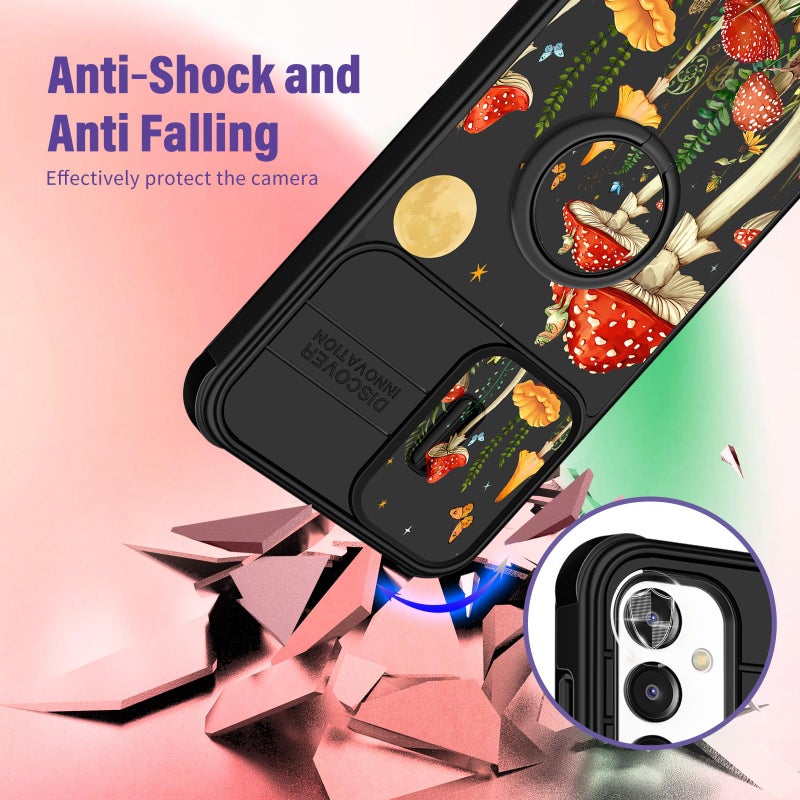 Funermei for Samsung Galaxy A16/A17 5G Phone Case - Women Girls Cute Phone Cover Girly Pretty Aesthetic Mushroom Unique Design with Camera Cover Ring Stand Funda for Galaxy A16/A17 5G Case - Image 3
