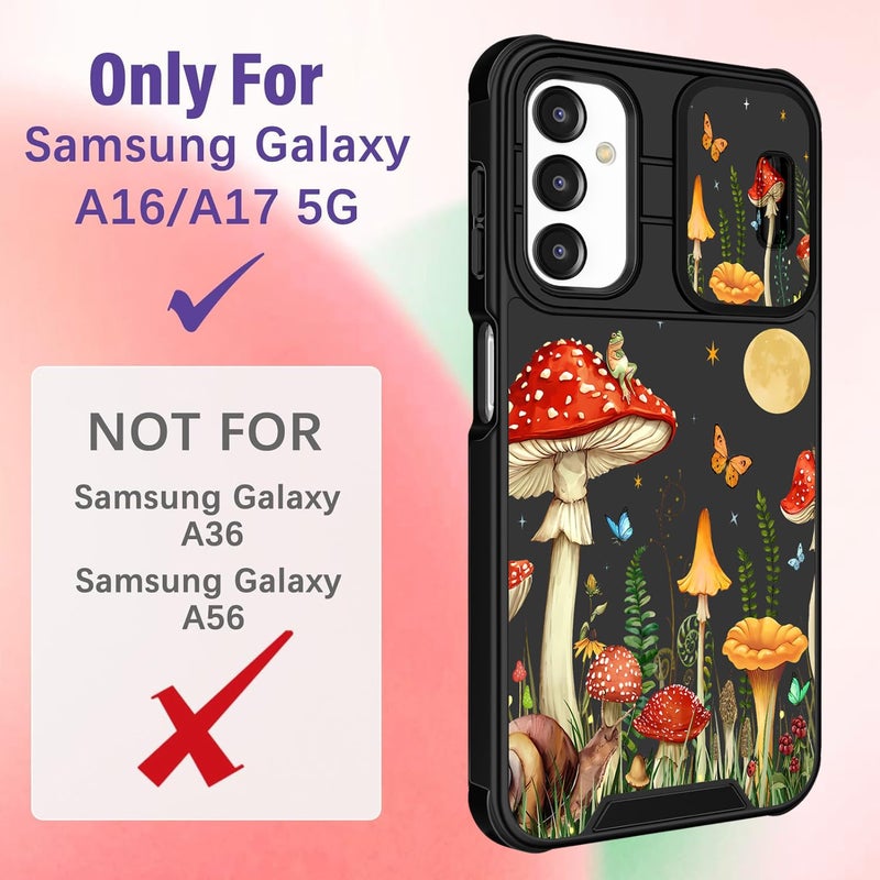 Funermei for Samsung Galaxy A16/A17 5G Phone Case - Women Girls Cute Phone Cover Girly Pretty Aesthetic Mushroom Unique Design with Camera Cover Ring Stand Funda for Galaxy A16/A17 5G Case - Image 2