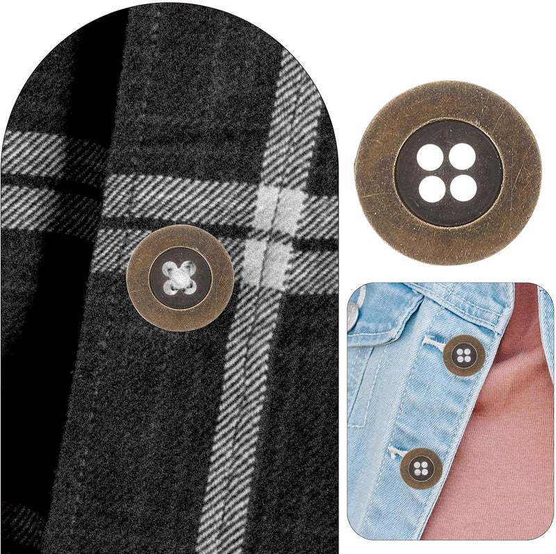 20Pcs 32L (20Mm) Vintage Bronze Metal Four-Hole Buttons for Sewing Accessories, Coat and Jacket DIY Crafts, Wide Rim Decorative Buttons for Overcoats and Clothing - Image 4
