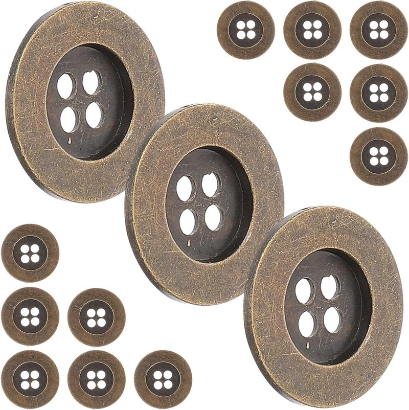 20Pcs 32L (20Mm) Vintage Bronze Metal Four-Hole Buttons for Sewing Accessories, Coat and Jacket DIY Crafts, Wide Rim Decorative Buttons for Overcoats and Clothing - Image 1