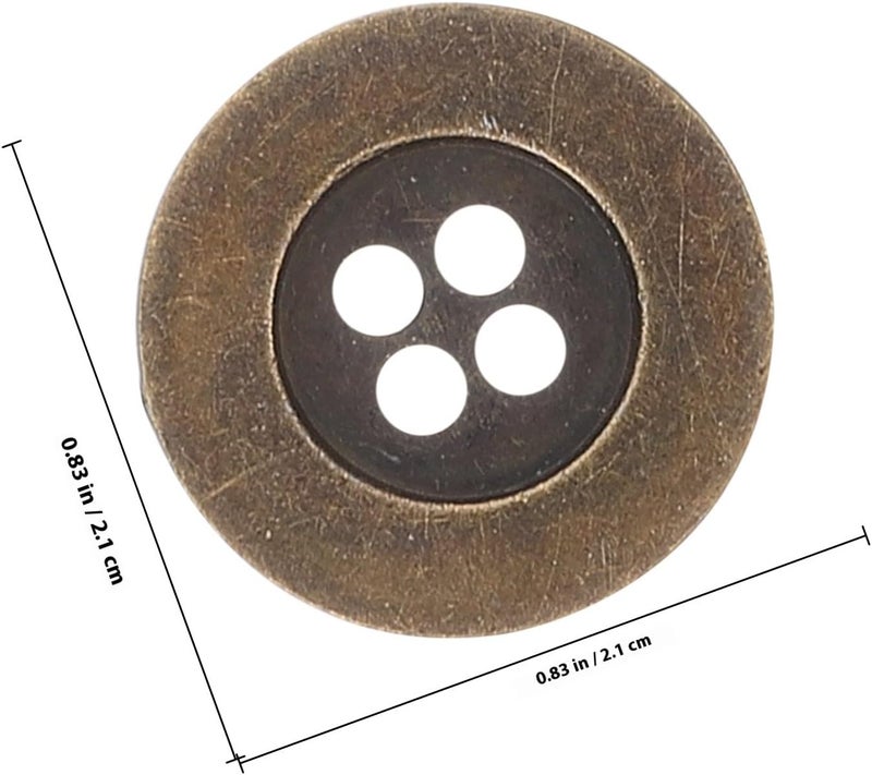 20Pcs 32L (20Mm) Vintage Bronze Metal Four-Hole Buttons for Sewing Accessories, Coat and Jacket DIY Crafts, Wide Rim Decorative Buttons for Overcoats and Clothing - Image 2