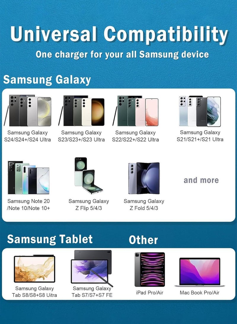 باور_لايف شاحن فائق السرعة 45 وات لهاتف Samsung Galaxy S25 Ultra، قابس وكابل شاحن من النوع C متوافق مع Samsung Galaxy S24 Ultra/S24 Plus/S23 Ultra/S23 Plus/S23 والمزيد، باللون الأسود - Image 5