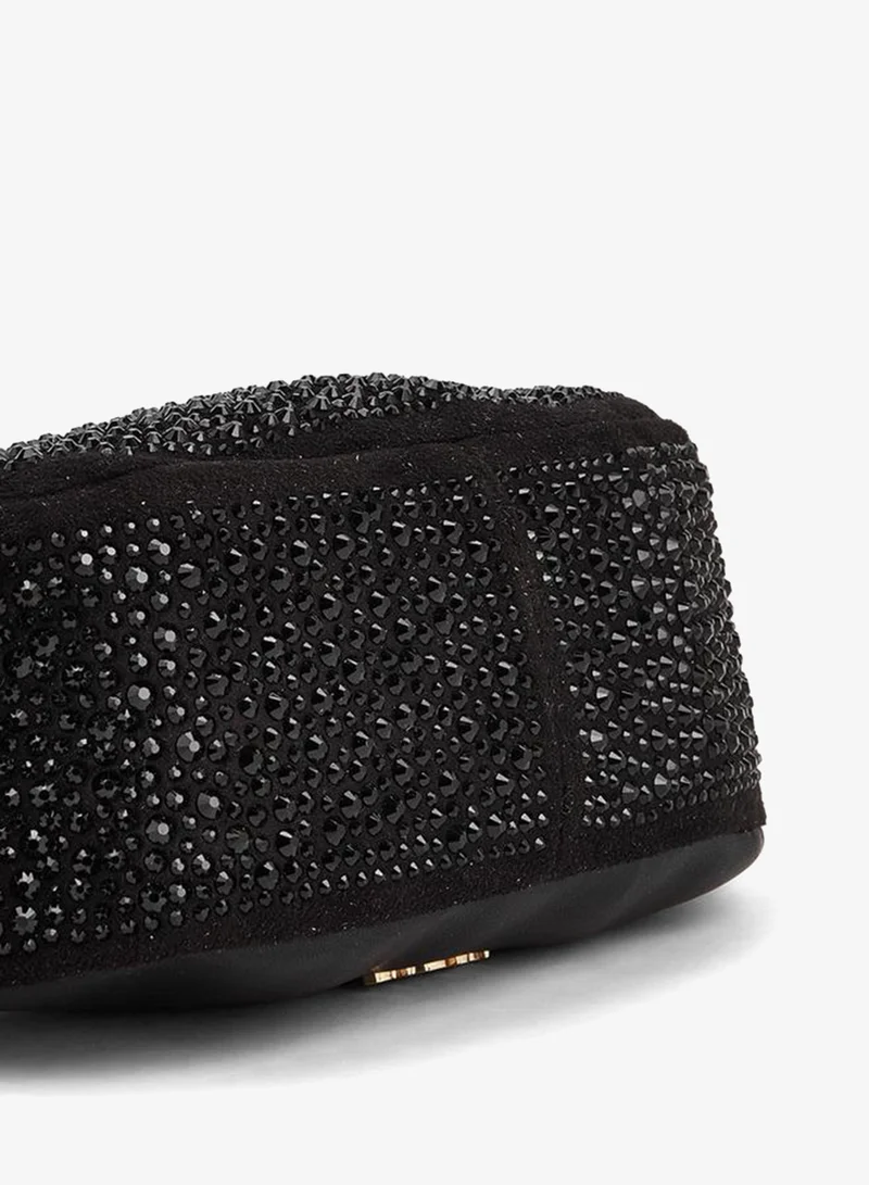 Paprika BLACK Diamante Embellished Shoulder Bag With Zip Closure for Women | Best Price UAE