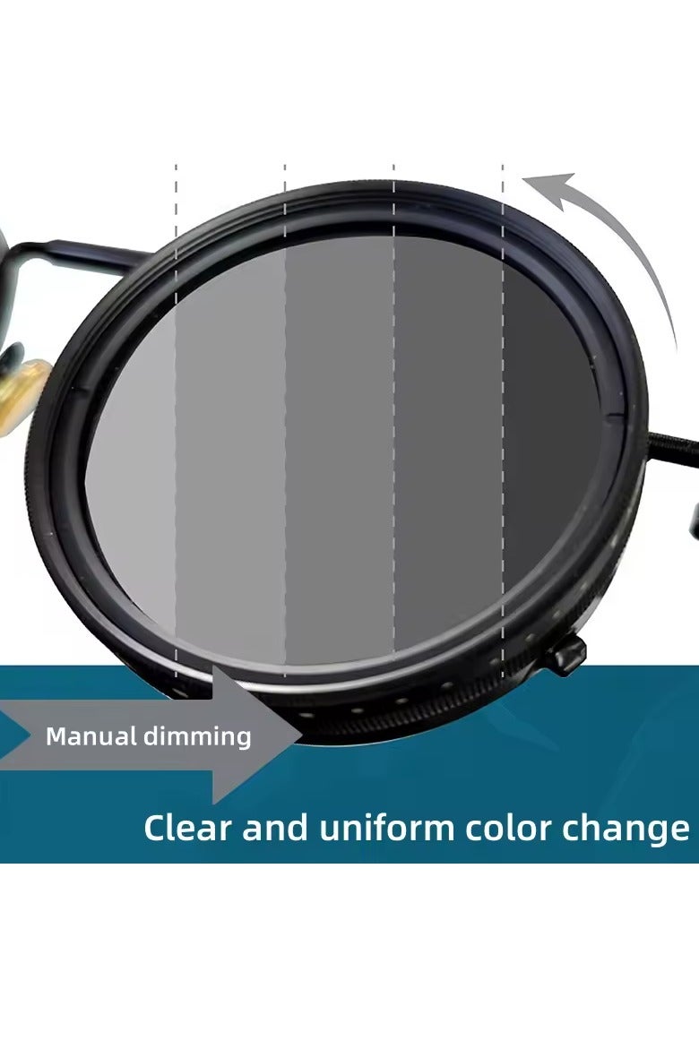 Generic Sunglasses High Quality Round Polarized Brightness Adjustable Sunglasses Aperture ND Filter Tint Adjustment Sunglasses with Camera Lens,Exclusive from Seller INFINITYHANDMADE Only - Image 5