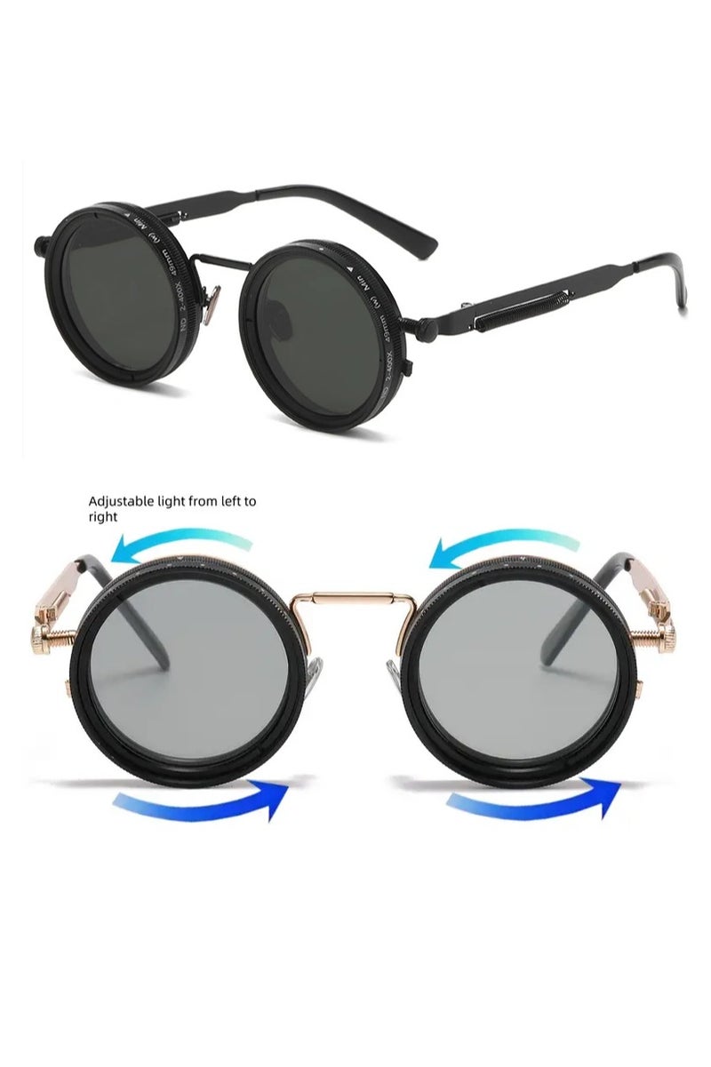 Generic Sunglasses High Quality Round Polarized Brightness Adjustable Sunglasses Aperture ND Filter Tint Adjustment Sunglasses with Camera Lens,Exclusive from Seller INFINITYHANDMADE Only - Image 1