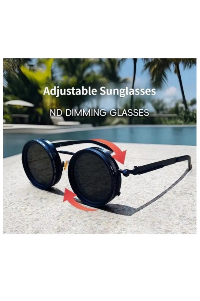 Generic Sunglasses High Quality Round Polarized Brightness Adjustable Sunglasses Aperture ND Filter Tint Adjustment Sunglasses with Camera Lens,Exclusive from Seller INFINITYHANDMADE Only - Image 2